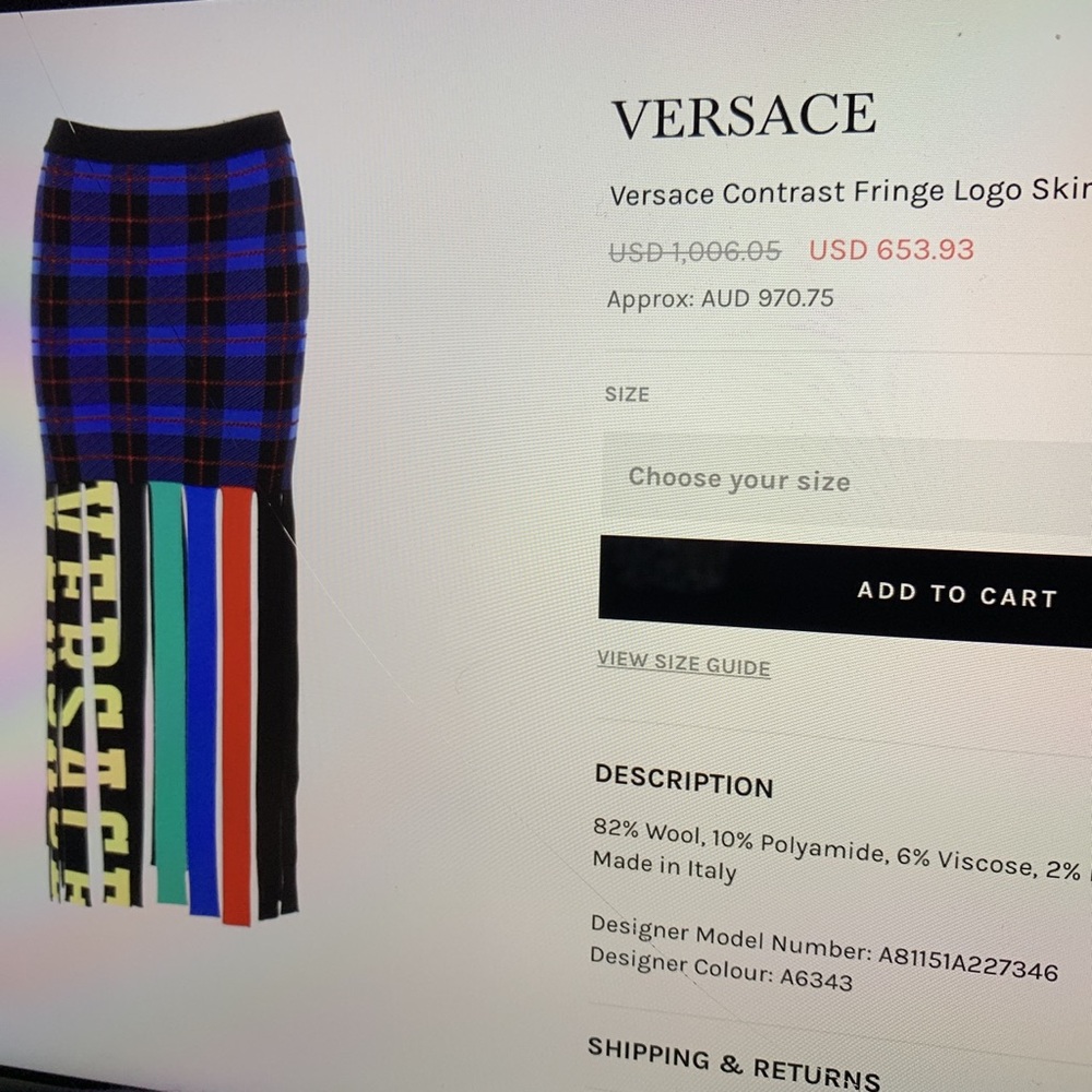 Versace logo tartan skirt